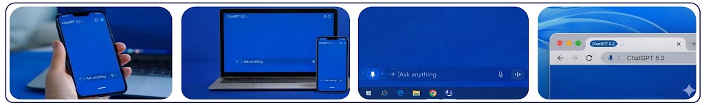 Banner showing easy access to ChatGPT across phone, laptop, desktop, and browser